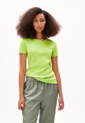 ARMEDANGELS KARDAA Rib-T-Shirt Regular Fit made of Organic Cotton Mix Super Lime | 7309-RJTBO