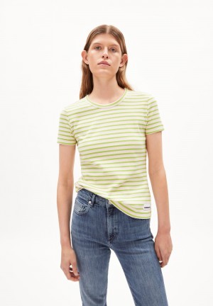 ARMEDANGELS KARDAA STRIPES Rib-T-Shirt Regular Fit made of Organic Cotton Mix Hell | 0461-ALGXO