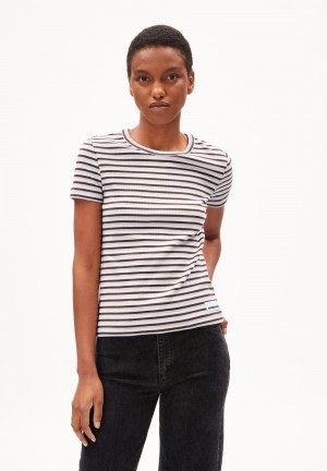 ARMEDANGELS KARDAA STRIPES Rib-T-Shirt Regular Fit made of Organic Cotton Mix Lavendel | 9516-QABID