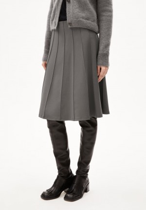 ARMEDANGELS KOKUNAA Jersey Skirt Regular Fit made of LENZING™ ECOVERO™ Viscose Mix Iron Cast | 8764-EDBKA