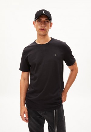 ARMEDANGELS LAARON Heavyweight T-Shirt Relaxed Fit made of Organic Cotton Schwarz | 3407-XWQJC