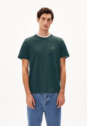 ARMEDANGELS LAARON Heavyweight T-Shirt Relaxed Fit made of Organic Cotton Tiefes | 3259-WOXQY