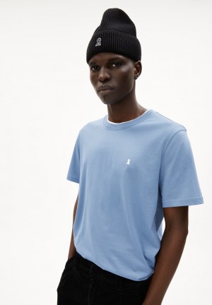 ARMEDANGELS LAARON Heavyweight T-Shirt Relaxed Fit made of Organic Cotton Blau | 6709-SWJKM
