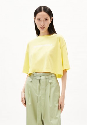 ARMEDANGELS LARIAA ARMEDANGELS T-Shirt Oversized Fit made of Organic Cotton Gelb Hell | 7208-RSEBM