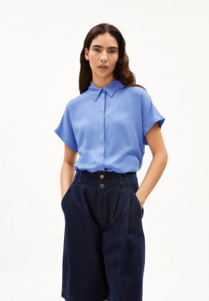 ARMEDANGELS LARISAANA Blouse Relaxed Fit made of LENZING™ ECOVERO™ Viscose Blau | 1652-LKTSH