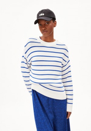 ARMEDANGELS LAVINAAS STRIPED Sweater Loose Fit made of Organic Cotton Blau | 9376-BOICM