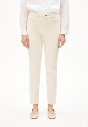 ARMEDANGELS LEJAANI UNDYED Jeans Straight Leg High Waist Ankle Organic Cotton Mix Non-Stretch Uncolored | 6873-BRZMS