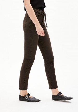 ARMEDANGELS LEJAANI X STRETCH Jeans Straight Leg High Waist Ankle Organic Cotton Mix X-Stretch Schwarz | 6970-BVOJI