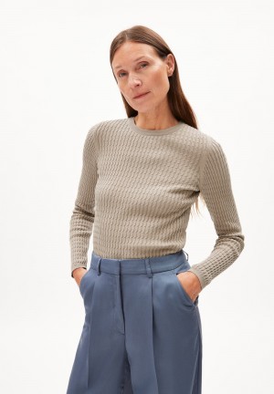 ARMEDANGELS LELIAAS Sweater Slim Fit made of Organic Cotton Sand Stone | 1597-YNIJZ