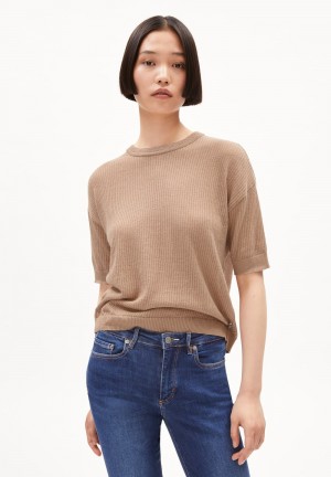 ARMEDANGELS LILLAAS LINO Knit Shirt Relaxed Fit made of Linen-Mix Cinnamon Dust | 9514-IUFKR