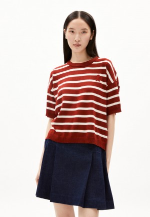 ARMEDANGELS LILLAAS STRIPES Knit Shirt Relaxed Fit made of Linen-Mix Dunkelweiß | 7514-UCOFZ