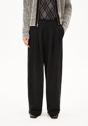 ARMEDANGELS LIRAA LOU WIDELEG Jersey Pants made of Organic Cotton Mix Schwarz | 6841-RONKA