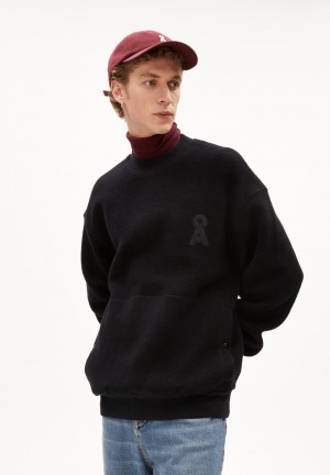 ARMEDANGELS LOMAAR FELPA Fleece Sweater Relaxed Fit made of Organic Cotton Schwarz | 8431-UHGMO