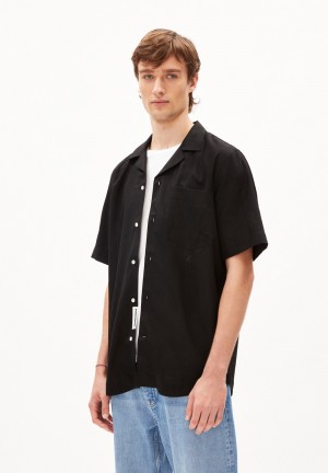 ARMEDANGELS LOVAAR LINO Shirt Relaxed Fit made of Linen-Mix Schwarz | 0258-JFTWP