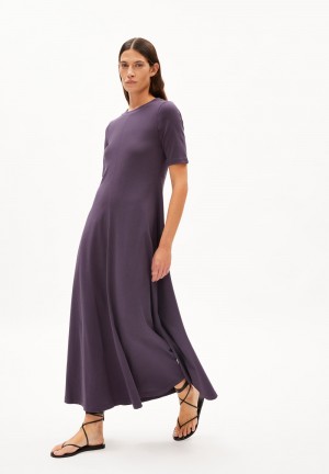 ARMEDANGELS LUANAA LITAA Heavyweight Jersey Dress Slim Fit made of Organic Cotton Mix Blau | 8435-DNFTJ