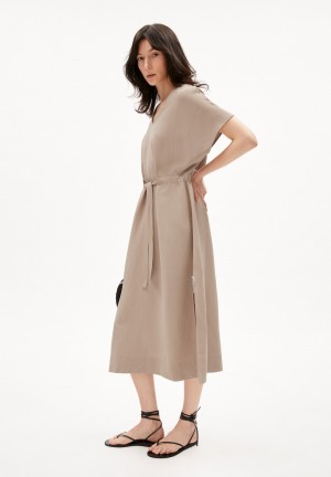 ARMEDANGELS MAAHALIANA LINO Woven Dress Relaxed Fit made of Linen-Mix Cinnamon Dust | 2315-DQRTY
