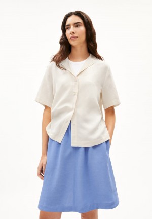 ARMEDANGELS MAAITE LINO Blouse Relaxed Fit made of Linen-Mix Oatmilk | 9613-OKQUN