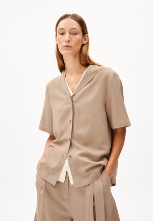 ARMEDANGELS MAAITE LINO Blouse Relaxed Fit made of Linen-Mix Cinnamon Dust | 4052-KEUJG