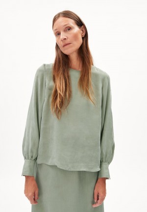 ARMEDANGELS MAALUKA Blouse Regular Fit made of Lyocell Grau Grün | 5480-JMBUY