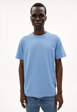ARMEDANGELS MAARKOS Heavyweight T-Shirt Relaxed Fit made of Organic Cotton Mix Blau | 9875-AIQNZ