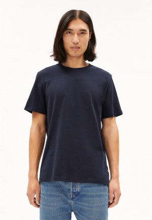 ARMEDANGELS MAARKOS Heavyweight T-Shirt Relaxed Fit made of Organic Cotton Mix Night Sky | 1053-QVGXS