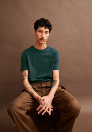 ARMEDANGELS MAARKOS Heavyweight T-Shirt Relaxed Fit made of Organic Cotton Mix Tiefes | 4170-DGUAH