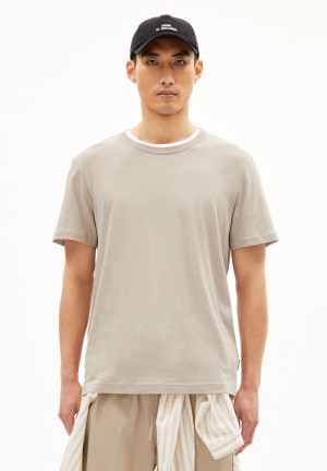 ARMEDANGELS MAARKOS LINO T-Shirt Relaxed Fit made of Linen-Mix Sand Stone | 4825-SEYDP