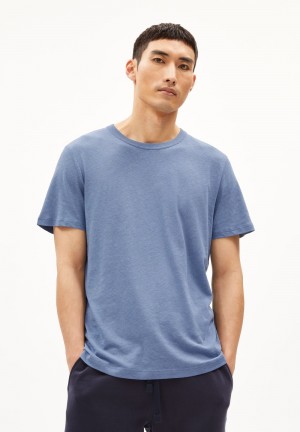ARMEDANGELS MAARKOS LINO T-Shirt Relaxed Fit made of Linen-Mix Blau | 1034-RGSJD
