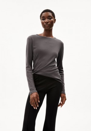 ARMEDANGELS MAIAA LUANNAA Longsleeve Slim Fit made of Organic Wool Mix Iron Cast | 4675-FKRQM