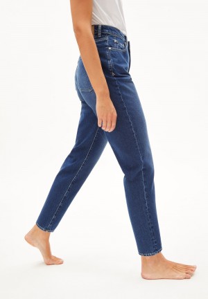 ARMEDANGELS MAIRAA Jeans Mom Fit High Waist Ankle recycled Cotton Non-Stretch Blau | 9284-CWQOG