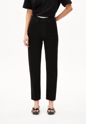 ARMEDANGELS MAIRAA Jeans Mom Fit High Waist Ankle recycled Cotton Non-Stretch Schwarz | 1953-UFAKG