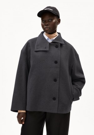 ARMEDANGELS MAJELAA Coat Loose Fit made of recycled Wool Steel Melange | 8932-DZMVG