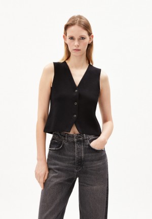 ARMEDANGELS MALKAA Knit Top Slim Fit made of Organic Cotton Schwarz | 2068-APLQJ
