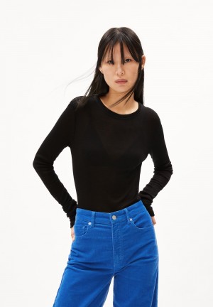 ARMEDANGELS MARIAA ANNAA Longsleeve Slim Fit made of TENCEL™ Lyocell Wool Mix Schwarz | 7214-JHGTF