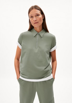 ARMEDANGELS MARIAA GUADALUPE T-Shirt Loose Fit made of Organic Cotton Mix Grau Grün | 5762-XWZCE