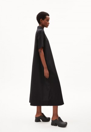ARMEDANGELS MARILAANA Woven Dress Relaxed Fit made of Organic Cotton Schwarz | 9543-UAGOH