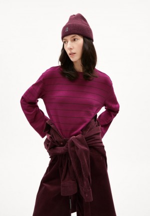 ARMEDANGELS MARYNAA FINE STRIPE Longsleeve Loose Fit made of Organic Cotton Mix Cherry Juice-cranberry Juice | 4630-IGSWR