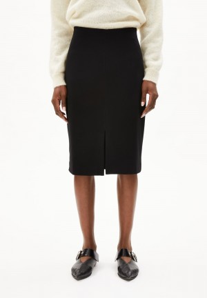 ARMEDANGELS MEDITAA Jersey Skirt Slim Fit made of LENZING™ ECOVERO™ Viscose Mix Schwarz | 6734-JRMDU