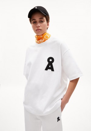 ARMEDANGELS MIKAAS ICONIC CAPSULE Heavyweight T-Shirt Oversized Fit made of Organic Cotton Mix Weiß | 8340-GMRUD
