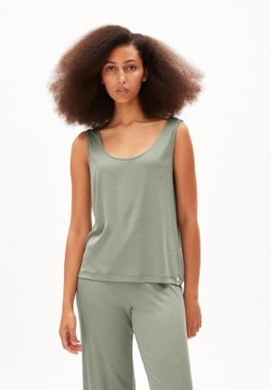 ARMEDANGELS MINAAMI Top Relaxed Fit made of TENCEL™ Lyocell Mix Grau Grün | 3710-DIFOY