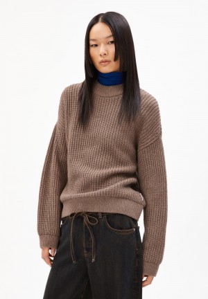 ARMEDANGELS MIYAAR SOLID Sweater Loose Fit made of Organic Wool Mix Cinnamon Dust Melange | 3791-QRDYE