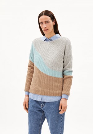 ARMEDANGELS MIYAAS MULTICOLOR Knit Sweater Loose Fit made of Organic Wool Mix Hellgrau | 5407-DLYIW