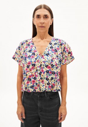 ARMEDANGELS NAADINE PAINTED BLOOM Blouse Oversized Fit made of LENZING™ ECOVERO™ Viscose Blueniverse | 4308-STUZD