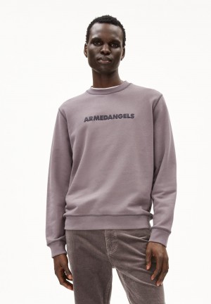 ARMEDANGELS NATHAANEL WORDMARK Sweatshirt Regular Fit made of Organic Cotton Mix Iron Cast | 2789-NXRFS