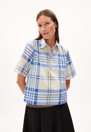ARMEDANGELS NELINAA COLLEGE CHECK Blouse Relaxed Fit made of Organic Cotton Oatmilk | 6514-MKVFP