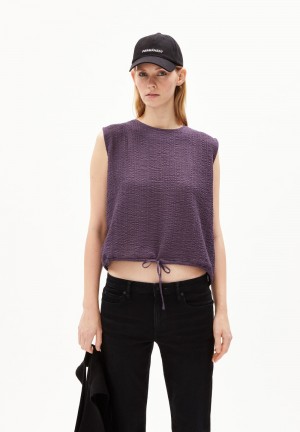 ARMEDANGELS NERAA CRINKLE Blouse Relaxed Fit made of Organic Cotton Mix Blau | 8607-PENKV