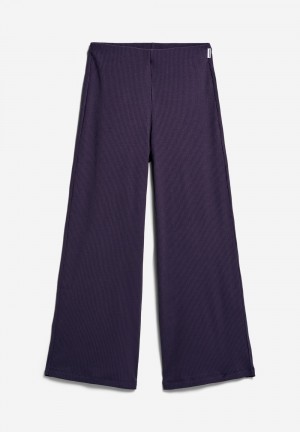 ARMEDANGELS NIAAN Rib-Jersey Pants made of Organic Cotton Mix Blau | 1057-YZECD