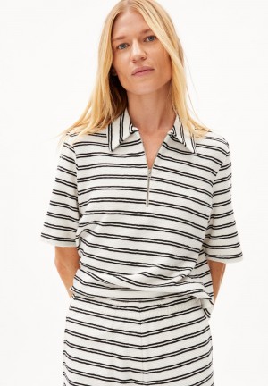 ARMEDANGELS NIDAA Sweatshirt Loose Fit made of Organic Cotton Oatmilk-black | 7086-XQKCY