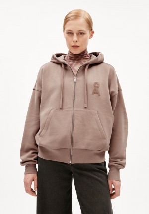 ARMEDANGELS NIDORINAA Sweat Jacket Oversized Fit made of Organic Cotton Cinnamon Dust | 7380-UVIWK