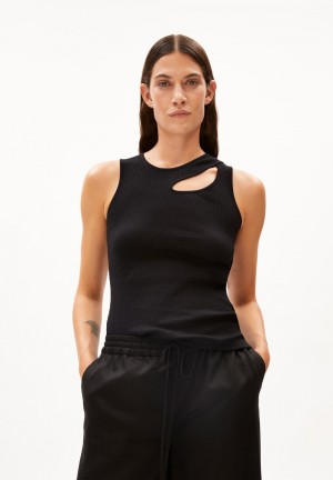ARMEDANGELS NIKAATAA Rib-Top Slim Fit made of Organic Cotton Mix Schwarz | 8042-SDWZQ